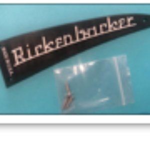 BLACK RICKENBACKER TRUSS ROD COVER WITH RAISED WHITE LETTERS